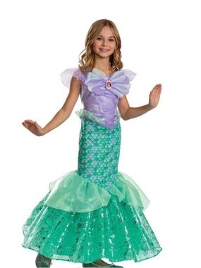 Disney Ariel Mermaid Dress Costume. EUC. Girls M (8-10) years.